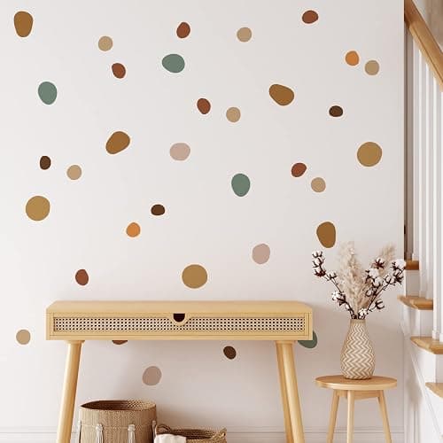 Boho Polka Dot Wall Decals 42 PCS, Boho Wall Decal Wall Sticker for Girls Room Living Room Playroom Nursery, Removable Wall Decals Kids Room Decor Vinyl Murals DIY Cute Decorations (6 Sheets) - Image 1