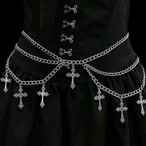Wloisc Star Waist Chain Belt - Punk Gothic Crossover Body Belly Chains Tassel for Women Girl thumbnail 2