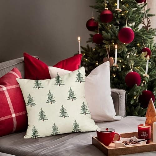 RABUSOFA Christmas Pillow Covers 18x18 Inch Waterproof Christmas Tree Decor White Christmas Throw Pillow Cases Xmas Outdoor Christmas Decorations Winter Cushion Covers for Couch Holiday thumbnail 2