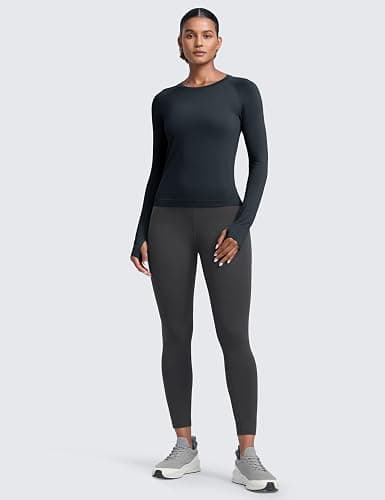 CRZ YOGA Seamless Long Sleeve Shirts for Women Waist - Workout Athletic Running Gym Yoga Tops Crewneck Breathable Quick Dry thumbnail 3