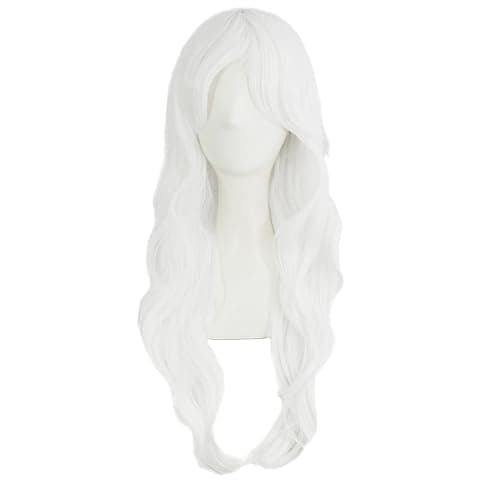 MapofBeauty 70 cm/ 28 inch Cosplay Curly Anime costume Fashion Wig (White) - Image 1