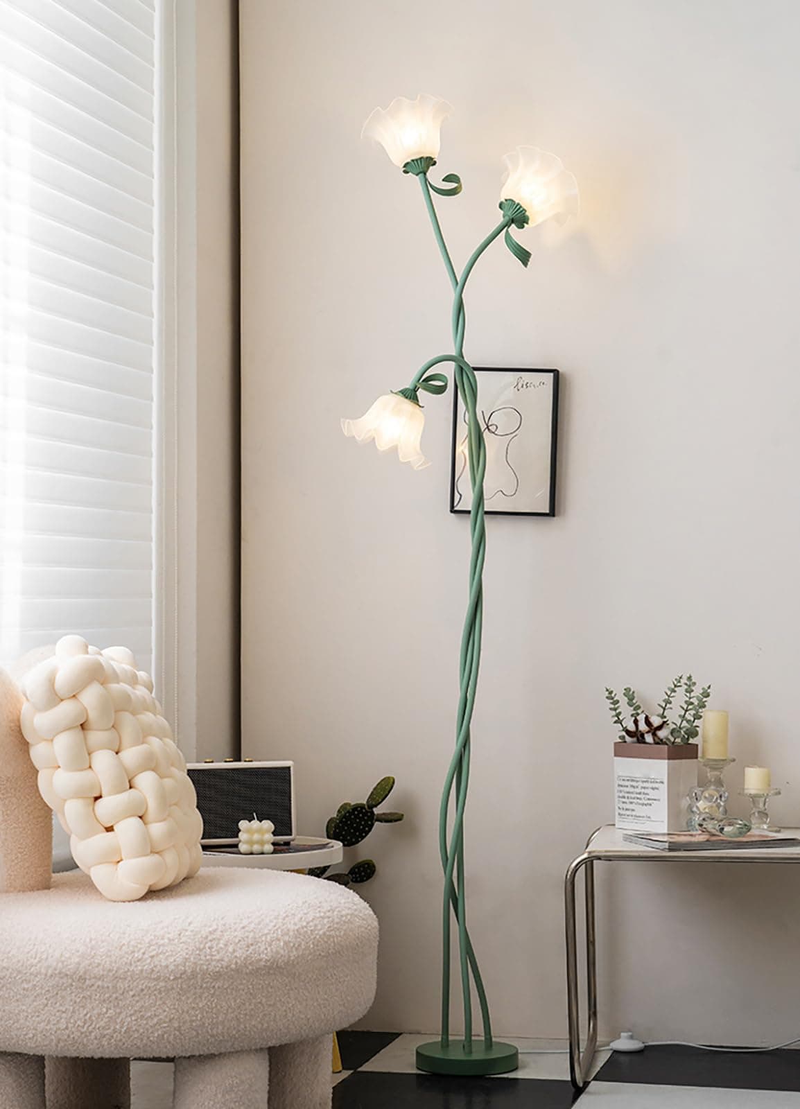 Vintage Flower Floor Lamp, High 170 cm, 3 Colour Modes, Flexible Neck, DIY Modern Corner Standing Lamp, Green thumbnail 5