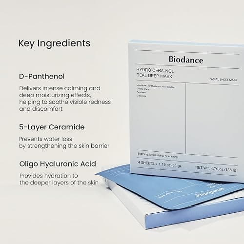 BIODANCE Hydro Cera-nol Real Deep Mask, Overnight Hydrogel Mask, Hydrating Facial Mask For Sensitive Skin, Redness Reducing & Quick Soothing Effect, Korean Skincare, Stocking Stuffers |1.19oz(34g)x4ea thumbnail 7