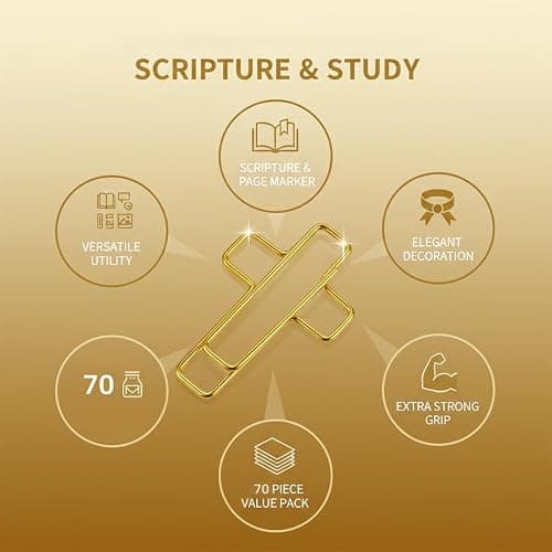 70 Pack Gold Cross Paper Clips, Decorative Paper Clips and Bookmarks for Bible Study, Journaling, Church Office and Home Use thumbnail 7