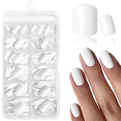 EternalClassic White Press on Nails Short Fake Nails, 240PCS Square Press ons Acrylic Nail Press ons with Adhesive Taps Stick on Nails for Women - Image 1