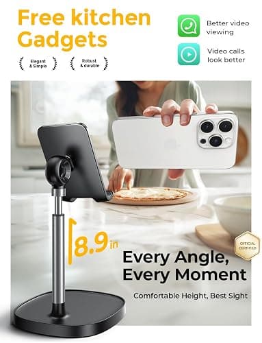 LISEN Cell Phone Stand Adjust for iPhone Phone Holder for Desk, Office Desk Accessories PC Gaming Gifts for Her Essentials Kitchen Gadgets Fit Telephone OtterBox Case Switch iPad Air Tablet 4-10 in thumbnail 2