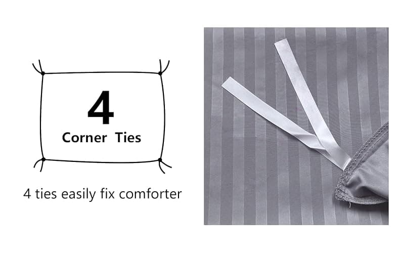 Amazon Basics Set copripiumino Singolo in microfibra, 2 pezzi, copripiumino da 135 x 200 cm e 1 federa da 80 x 80 cm, Grigio Scuro, a righe thumbnail 4