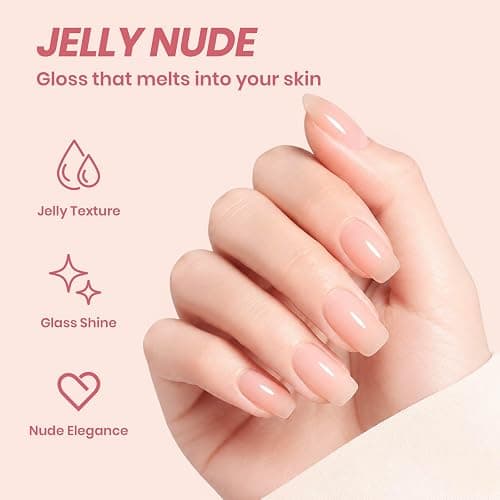 Beetles Nude Gel Nail Polish, 15ML Nude Pink Natural Gel Polish Nail | Jelly Gel Nail Polish Soft Sheer Nail Polish Nail Concealer Soak Off UV Nail Lamp French Nail Art Manicure Gift for Women thumbnail 3