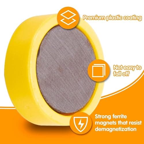 Wukong 36Pcs Round Fridge Magnets, 6 Colors Strong Whiteboard Magnets for Office, Notice Boards, Planning Boards, School, Postcard with Iron Box Ø 20 mm, 8mm Thick thumbnail 6