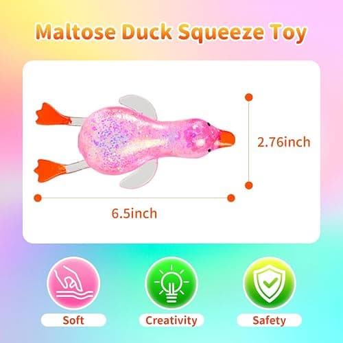 Cute Duck Squishy Sugar Stress Ball, Soft Duck Stress Relief Sugar Ball Squishy Ultra Squishy and Moldable Slow Rise Relaxing Sensory Stress for Anxiety (Pink) thumbnail 2