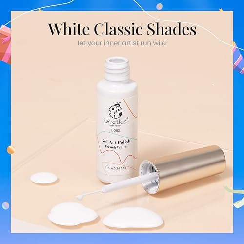beetles Gel Polish Swirl Nail Art Gel White Gel Liner Nail Polish White Nail Polish 1 pcs 7ml Classic White Color Gel Art Paint for Thin French Line Nail Art Polish Soak off Uv Lamp Manicure Salon - White*1pc thumbnail 2