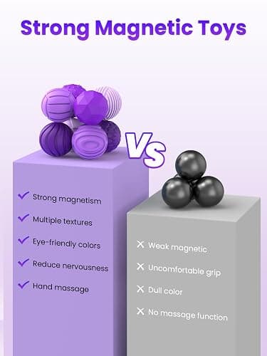 Magnetic Balls Fidget Toys for Adults&Teens,8Pcs Silicone Sensory Stress Relief Toys for Autism&ADHD, Quiet Executive Desk Fidget Magnetic Balls,Gift for Men&Women Gifts(Geometric · Purple) thumbnail 7