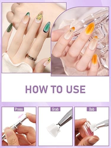 YOOVR 200 Pcs Nail Sponges for Ombre with Nail Art Grabbing Pen, Palette & Spatula, Nail Supplies for Gradient Painting Gel Nail Polish, Must Haves Nail Stuff Nail Art Design Tools for Ombre Aura Nail thumbnail 7