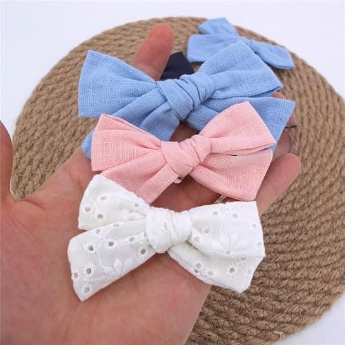 12 PCS Linen Bow Hair Clips for Baby Girls Hair Bows Alligator Clips Accessories Infants Toddler Kids Hairgrips (Assorted B) thumbnail 9