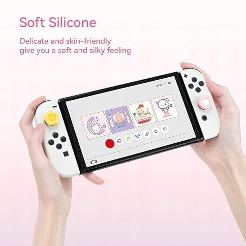 GeekShare Cute Silicone Joy Con Thumb Grip Caps, Joystick Cover Compatible with Switch/OLED/Switch Lite,4PCS - Cream Heart thumbnail 4