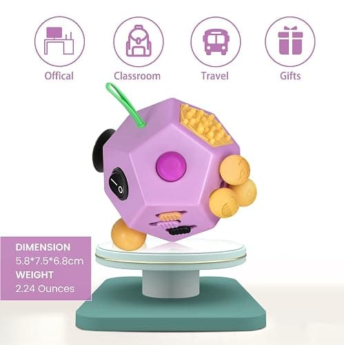VCOSTORE Fidget Cube for Kids Adults, Fidget Toys for Anxiety, Cube Fidgets Toy Anti Stress Autism OCD ADHD, 12 Sided Sensory Toys for Adult Girls Boys Teens thumbnail 5