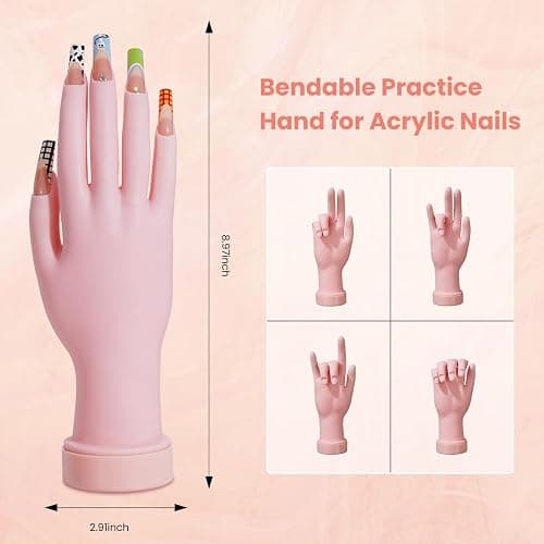 Nail Kit for Beginners with Everything, Practice Hand & Storage Gift Bag | Complete Acrylic Nail Starter Kit with Drill, Lamp, Acrylic Powder, Liquid Monomer and 12Color Glitter for Home Salon Gifting thumbnail 5
