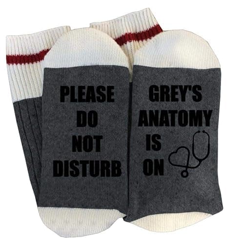 Inmeilifus Women's Greys Anatomy Cotton Socks Novelty Funny Gifts Stocking Stuffers Winter Warm Socks Cozy Crew Socks - Image 1