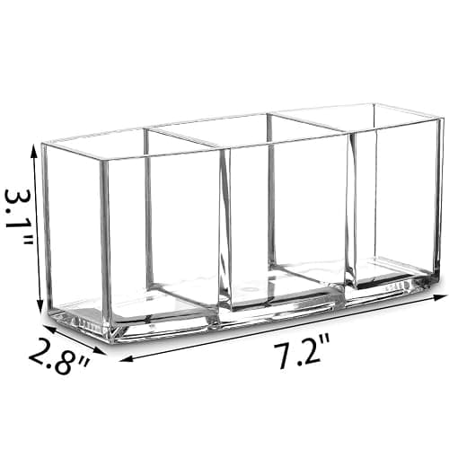 Watpot Acrylic Makeup Brush Organizer Holder Clear Cosmetic Brushes Storage with 3 Slots thumbnail 4