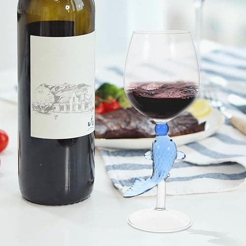 Amosfun Wine Glasses with a Carp Goblet Cocktail Juice Glass for Wedding Anniversary Christmas Party Favors - Sky-blue - 25x8cm thumbnail 4