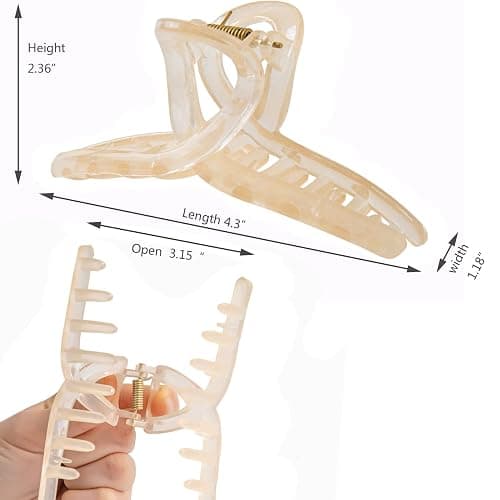 Kitiin Beige Hair Claw Clips for Thick/Fine/Thin Hair,Strong holding teeth interlocking Women Jaw Clips for Hair 3 Count In set(Jelly Beige) thumbnail 2