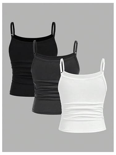 SOLY HUX Girl's Tank Tops 3 Packs Cute Ruched Spaghetti Strap Camisole Slim Fit Undershirts thumbnail 4
