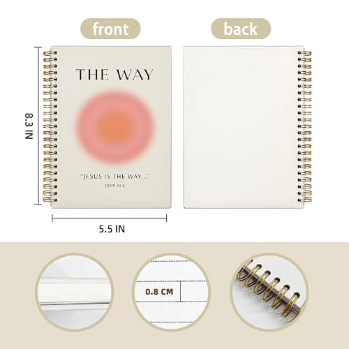 FLVGE Bible Study Supplies Christian Notebook, Jesus Is The Way Notebook Journal, Christian Prayer Journal Gifts for Women Girl, Pink Aura Prayer Scripture Bible Hardcover Spiral Notebooks 5.5x8.3 thumbnail 2
