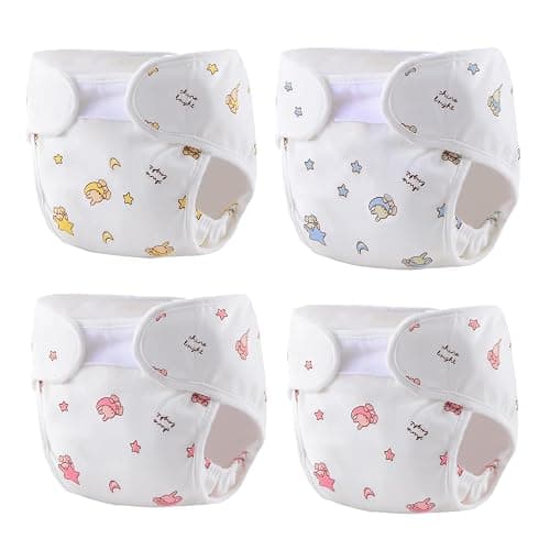Reborn Baby Doll Accessories, 4-Pack Reusable Diapers for 17-24 Inch Dolls | Soft cotton-blend doll diapers for nurturing play; reusable and hand washable. Four assorted prints ship at random. - Image 1