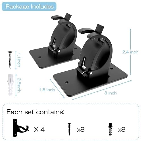 4 Pieces Self Adhesive Curtain Rod Bracket, Universal Plastic Curtain Rod Holders, No Drill Curtain Rod Brackets Curtain Rod Hooks for Bathroom, Bedroom, Livingroom, Kitchen (Black) thumbnail 2