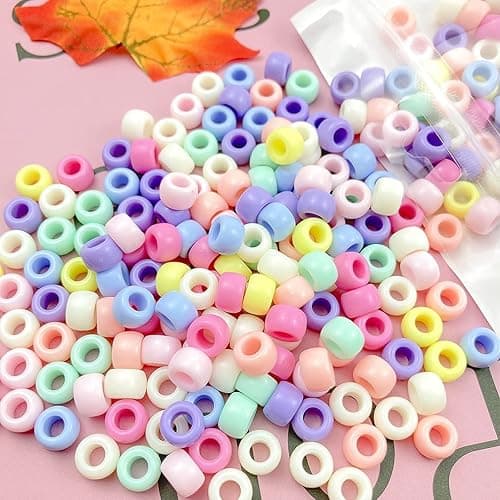 Mulutoo 600 Pcs Acrylic Craft Pony Beads Mix: Colorful Assorted Plastic Pastel Spacer Shape Beads, DIY Jewelry Craft Making thumbnail 6