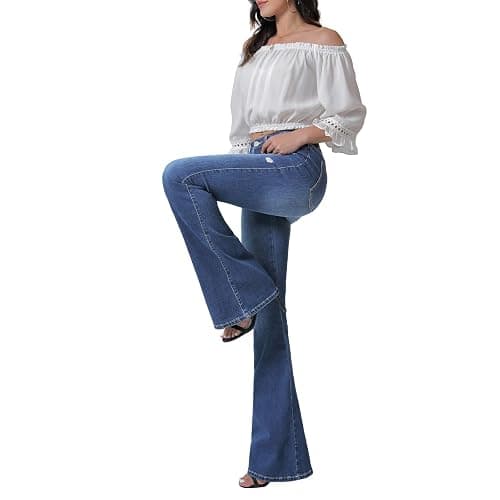 VIPONES Women's Flare Bell Bottom Jeans High Waisted Wide Leg Bootcut Jeans Stretchy Denim Pants thumbnail 2