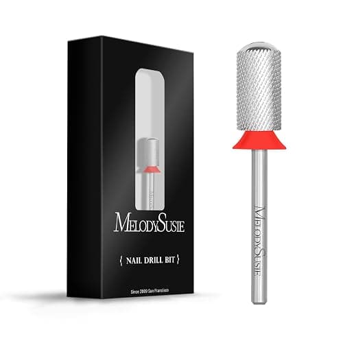 MelodySusie Safety Nail Drill Bits, 3/32'' Smooth Round Top Large Barrel Carbide Bits, Suitable for Manicure Pedicure Cuticle Gel Polishing, Beginners Bits, Silver, Series Bit-S, Fine - Image 1