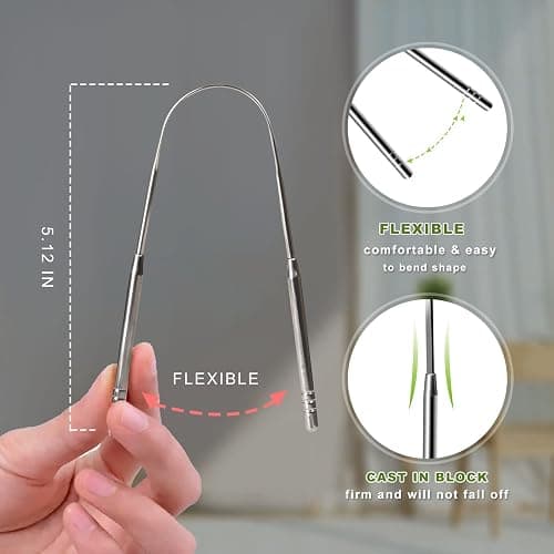 2 Pack Tongue Scraper, 100% Surgical 304 Stainless Steel Tongue Cleaner for Adults And Kids, Professional Tongue Brush for Oral Care, Improve Bad Breath and Fresh Breath thumbnail 5