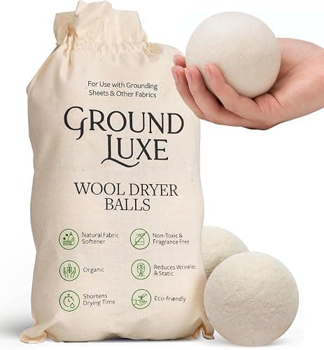 GroundLuxe Premium New Zealand Wool Dryer Balls - 6-Pack, 100% Organic, Hand-Felted, Reusable, Reduce Drying Time - Natural Fabric Softening, Wrinkle & Static Reduction - Image 1