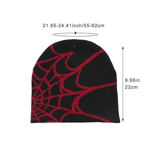 Spider Web Beanie Hat Wool Gat De Punto De Punto Y2k Street Beanie Fashion Hip Hop Skull Cabellera para Hombres Mujeres Invierno Beanie Cálido thumbnail 3
