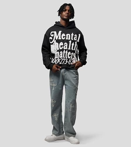 Sopula Studio Graphic Hoodies, Y2K Oversized Hoodie Mental Health Matters Men Cropped Sweatshirt Unisex thumbnail 5