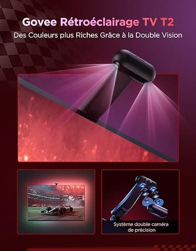 Govee T2 Envisual avec Double Caméras, Rétroéclairage LED RGBIC Wi-FI 3,6m pour Téléviseurs 55-65 Pouces, Double Perles Lumineuses, s'adapte aux TV Ultra-Fins thumbnail 3
