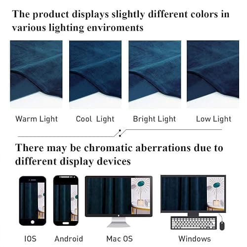 StangH 108 inches Navy Blue Velvet Curtains, Luxury Super Soft Thick Window Drapes for Bedroom, Privacy Sliding Door Curtains Room Dividers, Wide 52 x Long 108 inches, 1 Panel thumbnail 7