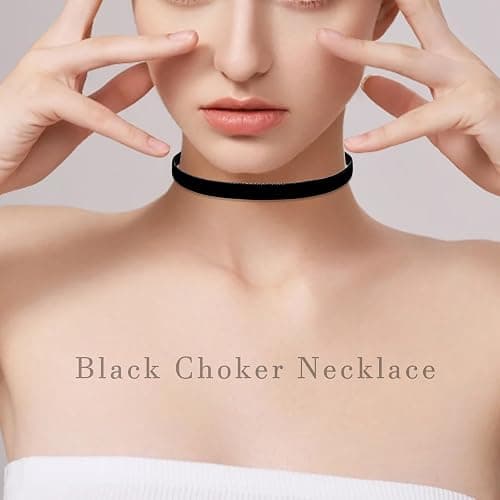 Ronglry 3pcs Black Choker Necklace for Women Black Velvet Choker Set Layered Black Choker Necklaces Classic Chokers for Women Adjustable Gothic Lace Black Collar Necklace for Party Cosplay Christmas Birthday Jewelry Gifts thumbnail 2