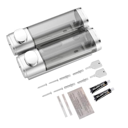 Modunful Shower Dispenser - 2 Chamber No Drill Mounted Shampoo & Conditioner Dispenser for Bathroom (Silver) - Silver 2 Chamber thumbnail 9