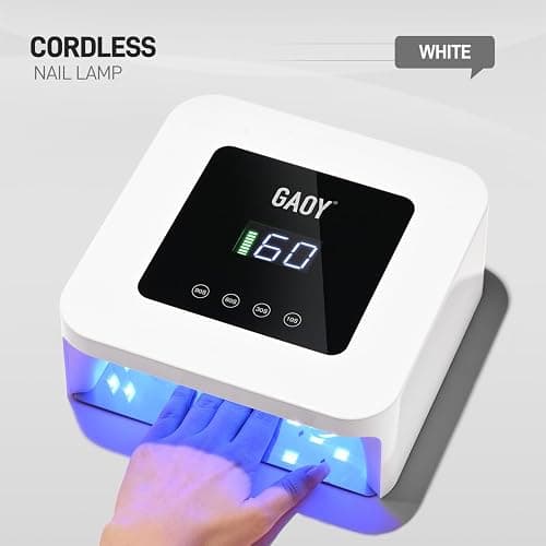 GAOY Cordless UV LED Nail Lamp for Gel Nails, Rechargeable UV Light, Professional Nail Dryer with 4 Timers, Automatic Sensor and Sensitive Mode for Fast Curing, White thumbnail 2