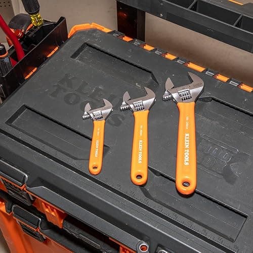 Klein Tools D5073 Adjustable Wrench Set, Extra Capacity, 6-Inch, 8-Inch, 10-Inch, Forged Alloy Steel, Metric and SAE, 3-Piece thumbnail 4
