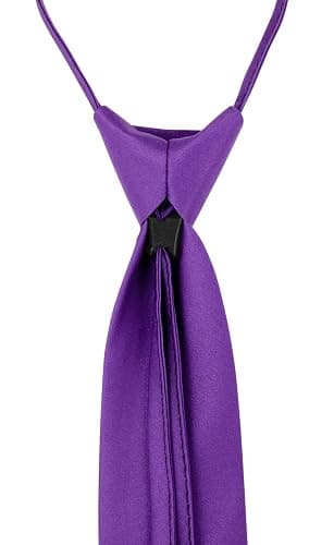 Vesuvio Napoli PreTied Men's Necktie Solid Color Mens Adjustable Zipper Neck Tie thumbnail 3