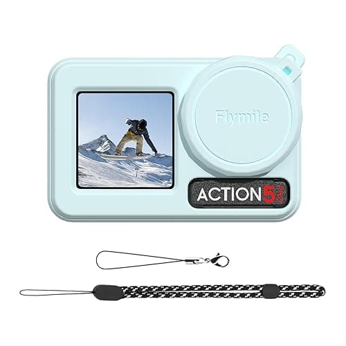 TYUANDOUER Silicone Case for DJI Osmo Action 5 Pro, 4-in-1 Set Protective Sleeve Cover for DJI Action 5 Pro with Lost-Proof Strap/Neck Strap/Lens Cap - Blue - Blue