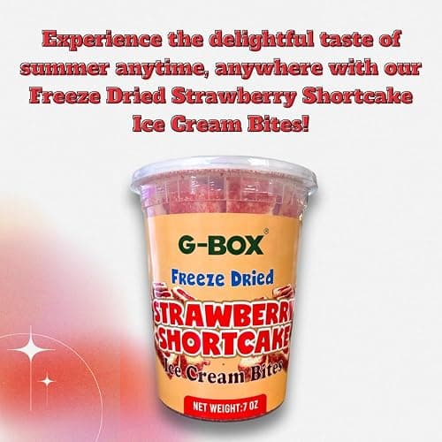 G-BOX Freeze Dried Ice Cream| Crunch Strawberry Shortcake Ice Cream Bites - Perfect for Camping, Outdoor, and Party - Air-tight Sealed in a Deli Container (7 OZ Strawberry Shortcake) thumbnail 5