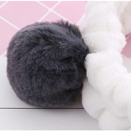 Huachi Headbands Women Washing Face Makeup Girls Baby Cute Elastic Facial Hair Bands Korean Beauty Products Spa Shower Yoga Headwrap Costume Hair Accessories, Animal Panda Ears - Grey thumbnail 3