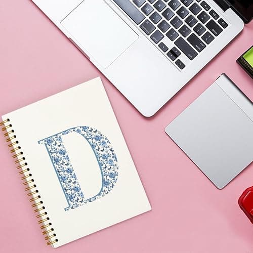 ShowDraven Blue Cute Initial Notebook Journal Diary Libretas Escolares D, Cute Preppy Aesthetic Personalized Notebook Gifts for Teen Girls Women Kids,Preppy Blue Aesthetic School Supplies for Girls 5.5x8.3 thumbnail 2