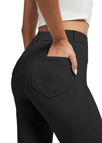 VIMPEP Women’s Stretchy Yoga Dress Pants High Rise Straight Leg with Pockets Casual Petite/Regular 1202 thumbnail 3