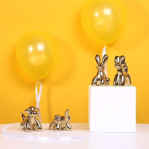 Insiswiner Kleine Tierstatuen, Heimdekoration, Goldfigur, Akzent, glänzende Ornamente, Keramik-Dekoration für Regale thumbnail 6