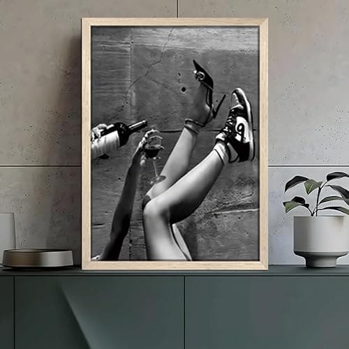 Trendy The New York Times Wall Art 16x24 in Wood Framed Black and White Elegant Urban Feminist Canvas Posters Retro Trendy Cocktail Girly Posters Bar Cart Newspaper Living Room Wall Decor Set of 3 thumbnail 5